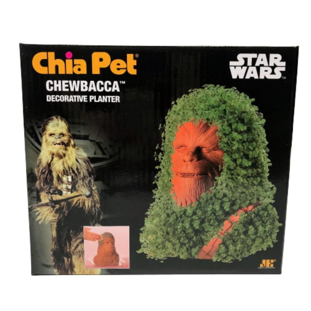 Chewbacca Chia Pet Pottery Planter Growing Kit Star Wars Disney Chewie Head Gift